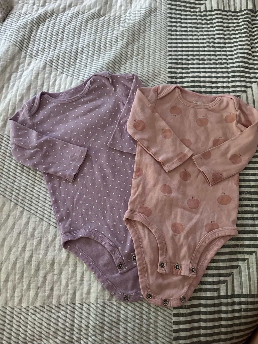 Carter's Long-Sleeve One-Piece Bodysuits - Lavender & Dusty Pink